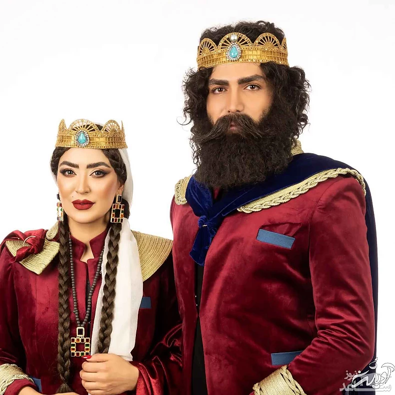 پوشش فریبا طالبی و همسرش با مدلی از زمان های دور